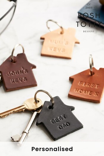 Personalised Leather New Home Keyring by Posh Totty (Q30002) | £12.50
