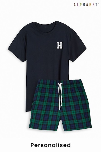 Personalised Mens Monogram Pyjama Shorts Set by Alphabet (Q30089) | £29