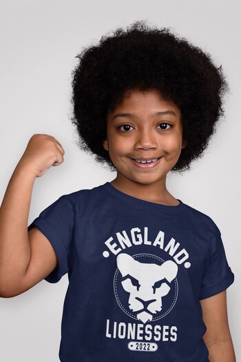 Instajunction Navy Blue England Lionesses Football Championship Kid's T-Shirt (Q30093) | £18
