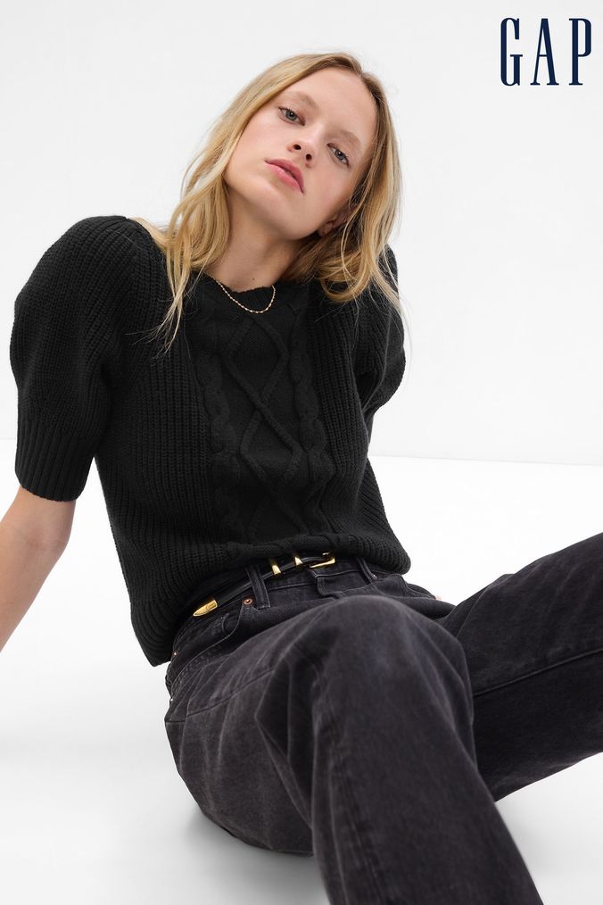 Ladies black short sleeve jumper sales