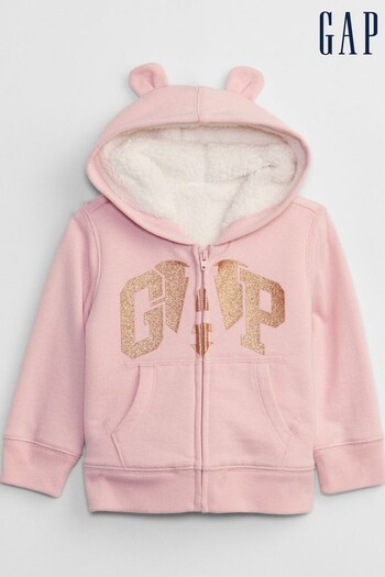 Gap Pink Glitter Logo Zip Up Hoodie (Q30159) | £30