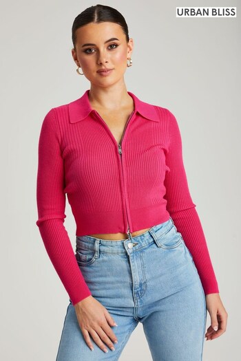Urban Bliss Pink Zip Collar Cardigans (Q30324) | £26