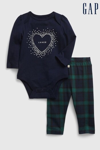 Gap Blue Graphic Baby Bodysuit & Leggings Set (Q30331) | £15