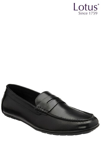 Lotus Footwear Black Casual Slip On Driving Shoe (Q30384) | £60