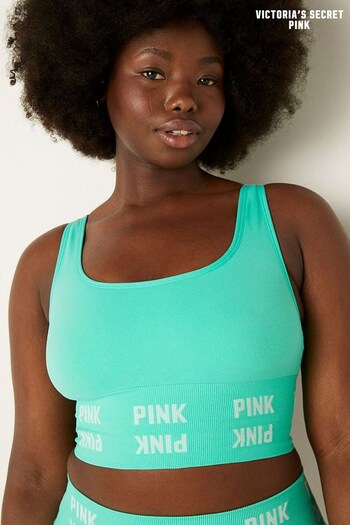 Victoria's Secret PINK Teal Ice Green Seamless Unlined Low Impact Bra (Q30463) | £25