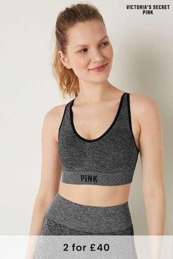 Victoria's Secret PINK Pure Black PINK Active Seamless Air Medium Impact out Bra (Q30515) | £30