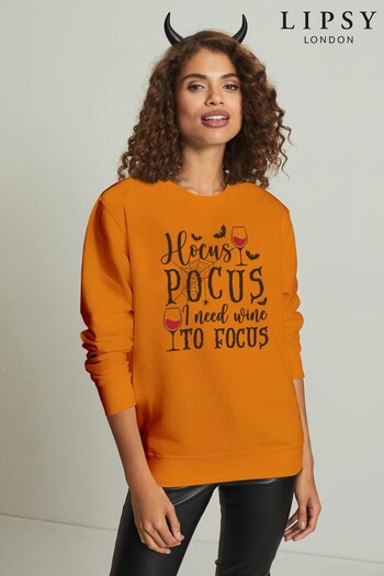 Lipsy Pumpkin Pie Halloween Hocus Wine Women's Sweatshirt (Q30568) | £27