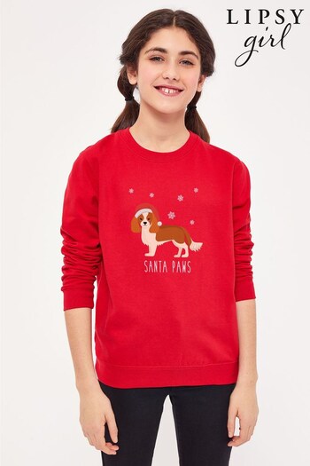 Lipsy Red King Charles Spaniel Christmas Kid's Sweatshirt (Q30750) | £23
