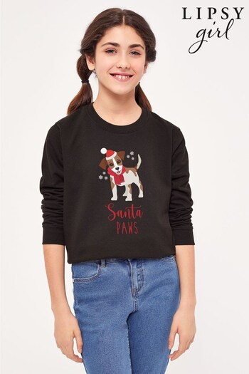 Lipsy Black Jack Russell Christmas Kid's Sweatshirt (Q30762) | £23