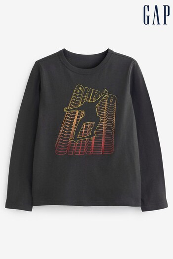 Gap Dark Grey Graphic Long Sleeve T-Shirt (Q30873) | £10