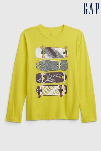 Gap Yellow Organic Cotton Logo Long Sleeve T-Shirt (Q30880) | £10