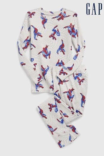 Gap White Marvel Spiderman Organic Cotton Long Sleeve Pyjama Set (Q30902) | £28