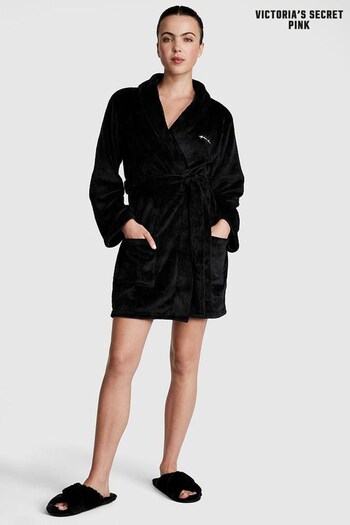 Victoria's Secret PINK Pure Black Smiley Cosy Dressing Gown (Q30947) | £46