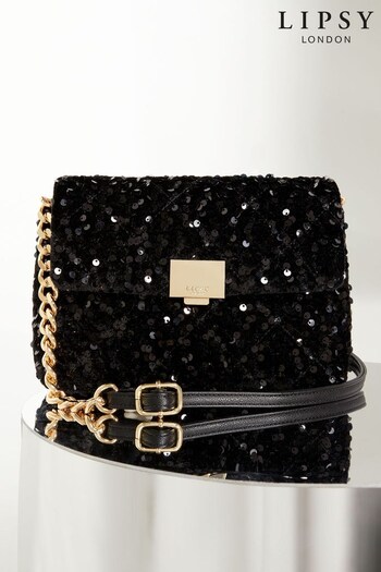 Lipsy Black Sequin Chain Crossbody Bag (Q30959) | £37