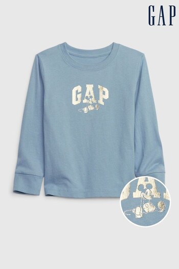 Gap Blue Mickey Disney Mickey Mouse Logo Long Sleeve T-Shirt (Q31102) | £16