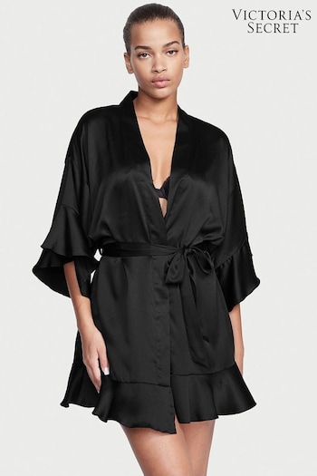 Victoria's Secret Black Flounce Satin Robe (Q31314) | £59