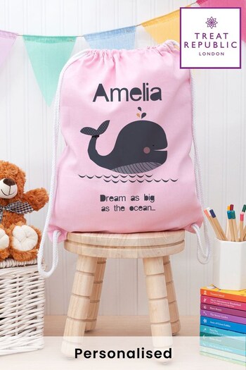 Children's Personalised Whale Nursery Or Pe Kit Bag by Treat Republic (Q31397) | £24