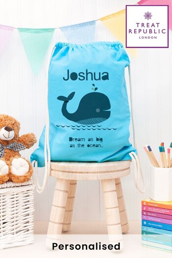Personalised Children's Whale Nursery Or Pe Kit Bag by Treat Republic (Q31405) | £24