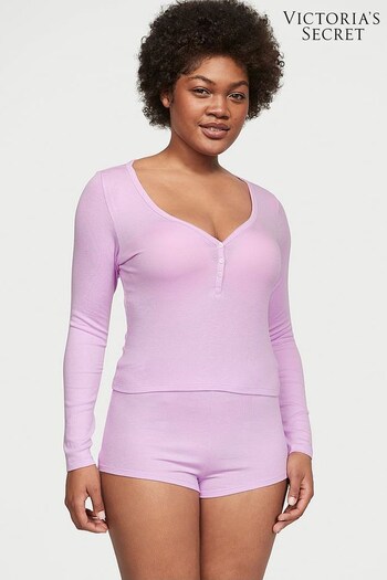 Victoria's Secret Violet Sugar Purple Ribbed Modal Short Pyjamas (Q31442) | £39