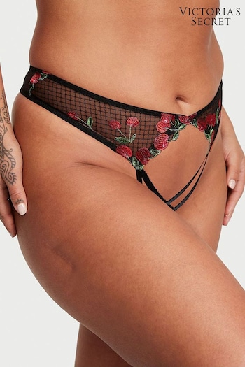 Victoria's Secret Cherry Black Brazilian Embroidered Knickers (Q31491) | £29