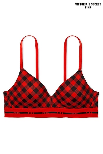 Victoria's Secret PINK Red Pepper Tartan Non Wired Lightly Lined Smooth T-Shirt Bra (Q31504) | £29 - £30