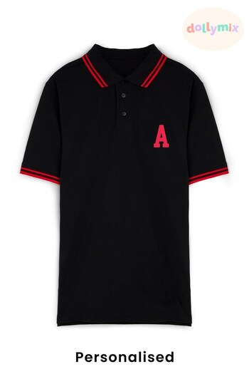 Personalised Contrast Tipped Pique Polo Tie Shirt by Dollymix (Q31719) | £28