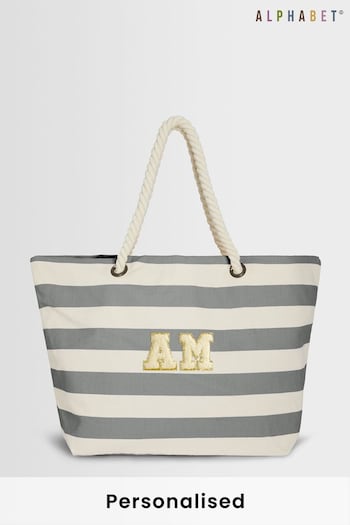 Personalised Small Letter Monogrammed Beach Bag by Alphabet (Q31746) | £23