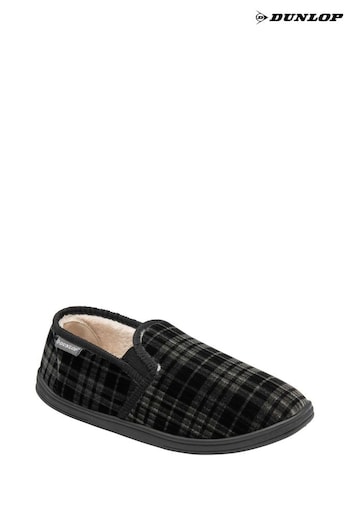 Dunlop Black Regular Fit Full Shoe Velour Slippers - Men's (Q31751) | £35