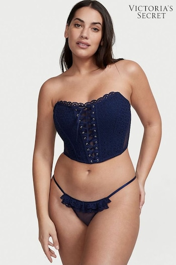 Victoria's Secret Ensign Navy Blue Bikini Broderie Knickers (Q32007) | £20