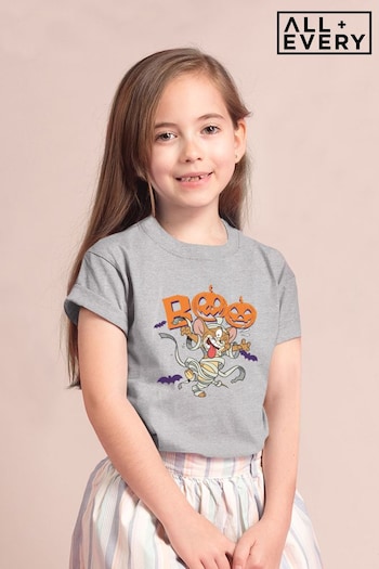 All + Every Heather Grey Tom and Jerry Halloween Boo Kids T-Shirt (Q32069) | £18