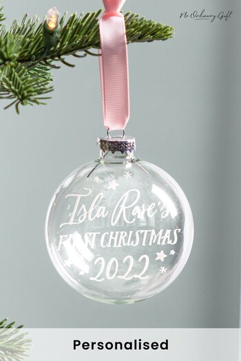 Personalised Baby's First Christmas Typographic Christmas Bauble by No Ordinary Gift (Q32211) | £28