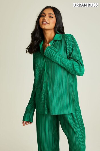 Urban Bliss Green Plisse Oversized Shirt (Q32215) | £25