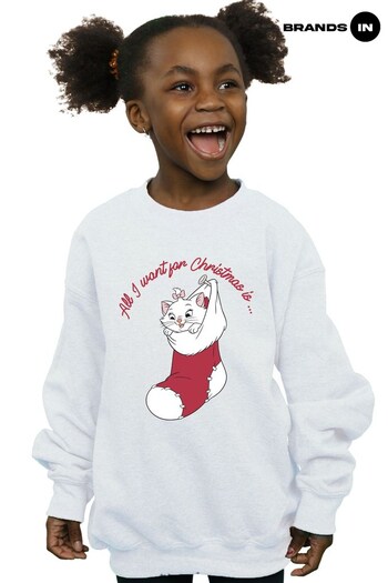 Brands In White Brands In Christmas White Disney Aristocats Marie Xmas Girls White Sweatshirt (Q32237) | £25
