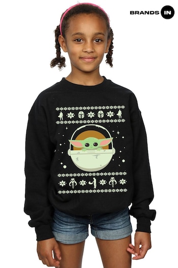 Brands In Black The Mandalorian The Child Christmas Girls Black Sweatshirt (Q32239) | £25