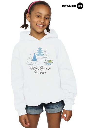 Brands In White Brands In Christmas White The Mandalorian Rolling Through The Snow Girls White Hoodie (Q32244) | £31