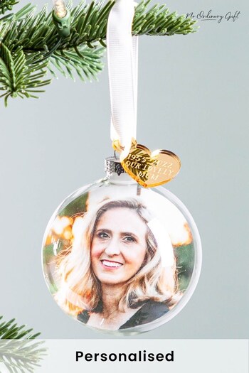 Personalised Memorial Photo Bauble with Gold Heart Charm by No Ordinary Gift (Q32328) | £28