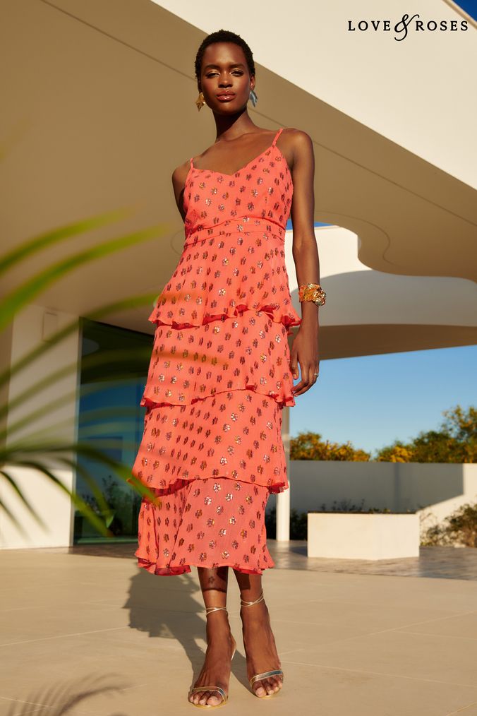 Sweetheart ruffle midi dress hotsell