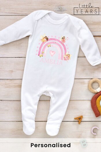 Personalised Girls Fairy & Rainbow Sleepsuit by Little Years (Q32378) | £14