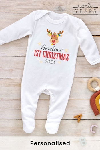 Personalised MONOCHROME Rudolf Sleepsuit by Little Years (Q32381) | £14