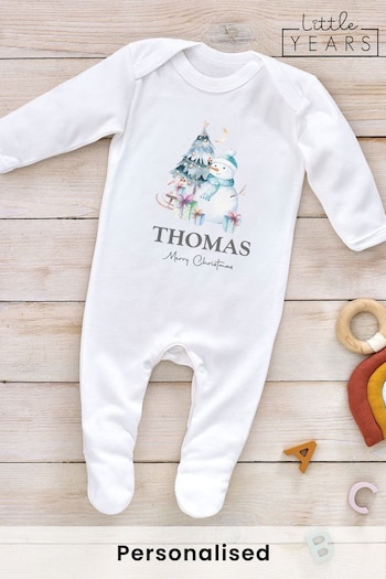 Personalised Chrismas Snowman Sleepsuit by Little Years (Q32384) | £14