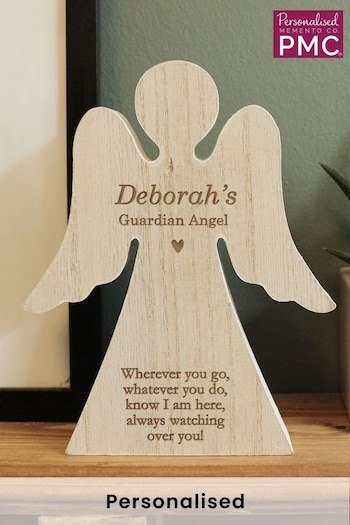 Personalised Rustic Wooden Angel Decoration by PMC (Q32448) | £15
