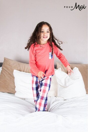 Pour Moi Pink Mini Moi Cosy Check Pyjama Set (Q32564) | £16
