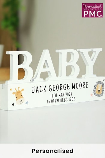 Personalised Safari Animals Wooden Baby Ornament by PMC (Q32646) | £15