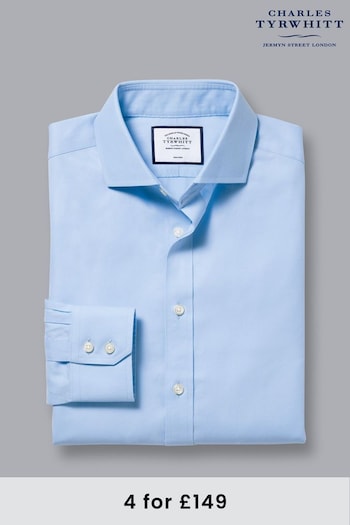 Charles Tyrwhitt Blue Non Iron Twill Cutaway Classic Fit Shirt (Q32676) | £65