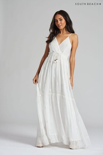 South Beach White Sequin Detail Strappy Maxi Dress (Q32771) | £42