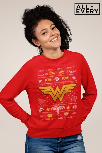 All + Every Fire Red Wonder Woman Christmas Pow Pow Women's Sweatshirt (Q32906) | £36