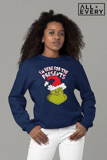 All + Every Oxford Navy The Grinch Im Here For The Presents Christmas Women's Sweatshirt (Q32908) | £36
