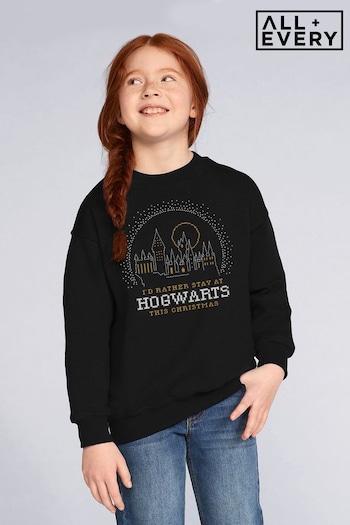 All + Every Black Harry Potter Christmas Staying At Hogwarts Kids Sweatshirt (Q32916) | £26
