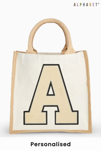 Personalised Monogram Large Letter Jute Bag by Alphabet (Q33065) | £15