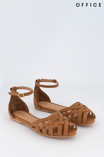 Office Tan Regular Fit Leather Flat Sandal (Q33127) | £35